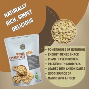 Whole Cashews | Crunchy & Creamy Nuts | Protein-Rich, High Fiber & Healthy Fats | Heart Healthy Superfood Snack | Vegan, Gluten-Free, Keto-Friendly | 1kg - Image 5