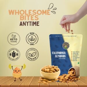 California Almonds | Healthy Protein Snack | Rich in Fiber, Vitamin E, Magnesium & Antioxidants | Perfect for Snacking, Smoothies & Baking | 500g - Image 4