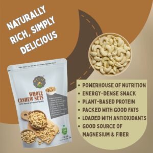 Whole Cashews | Crunchy & Creamy Nuts | Protein-Rich, High Fiber & Healthy Fats | Heart Healthy Superfood Snack | Vegan, Gluten-Free, Keto-Friendly | 250g - Image 5