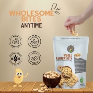 Whole Cashews | Crunchy & Creamy Nuts | Protein-Rich, High Fiber & Healthy Fats | Heart Healthy Superfood Snack | Vegan, Gluten-Free, Keto-Friendly | 500g - Image 4