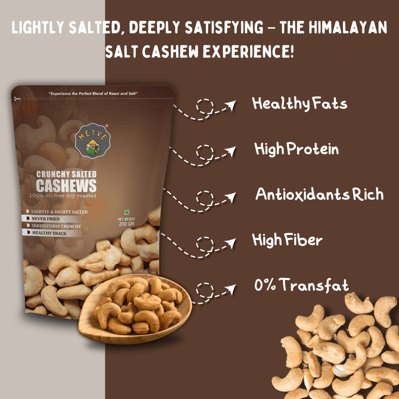 Crunchy Salted Cashews | Himalayan Pink Salt | Oil Free Oven Roasted ...