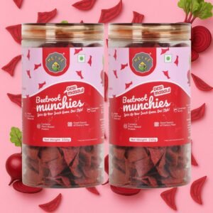 Beetroot Munchies | No Palm Oil | No Trans Fat | Baked, Not Fried | Guilt-Free Snack | Vegan & Cholesterol Free | 300g (Pack of 2, 150g Each)