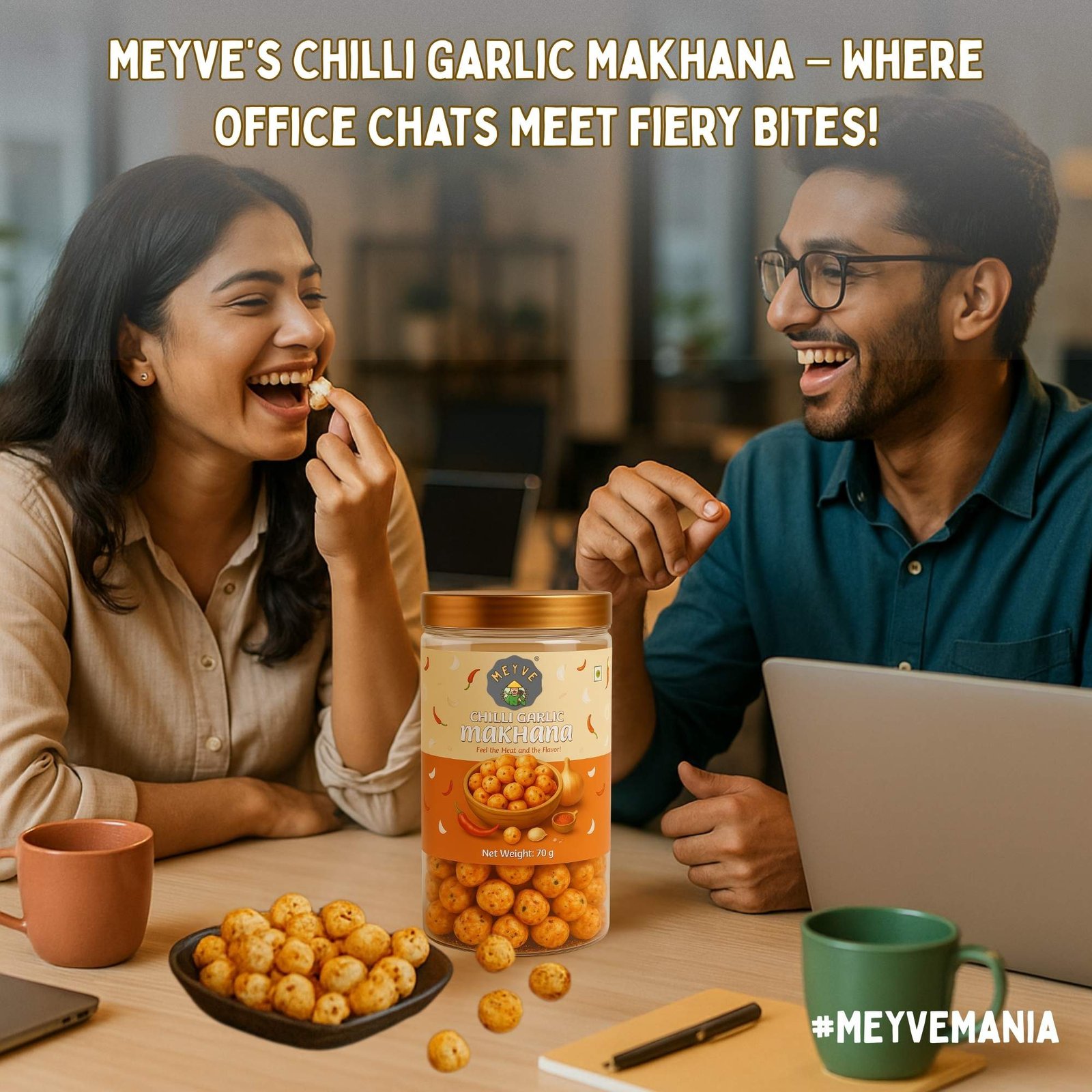 Chilli Garlic Makhana | No Palm Oil | No Trans Fat | No Cholesterol | Roasted, Not Fried | Gluten Free | Guilt-Free Snack | 140 Grams (Pack of 2, 70 Grams Each) - Image 7