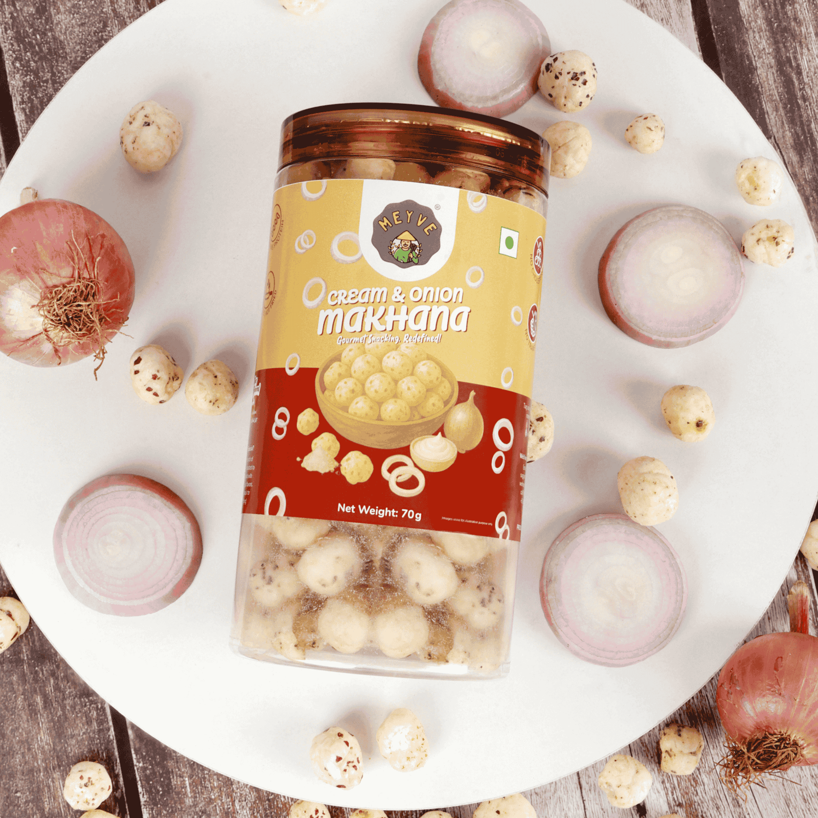 Cream & Onion Makhana | No Palm Oil | No Trans Fat | No Cholesterol | Roasted, Not Fried | Gluten Free | Guilt-Free Snack | 140 Grams (Pack of 2, 70 Grams Each) - Image 4