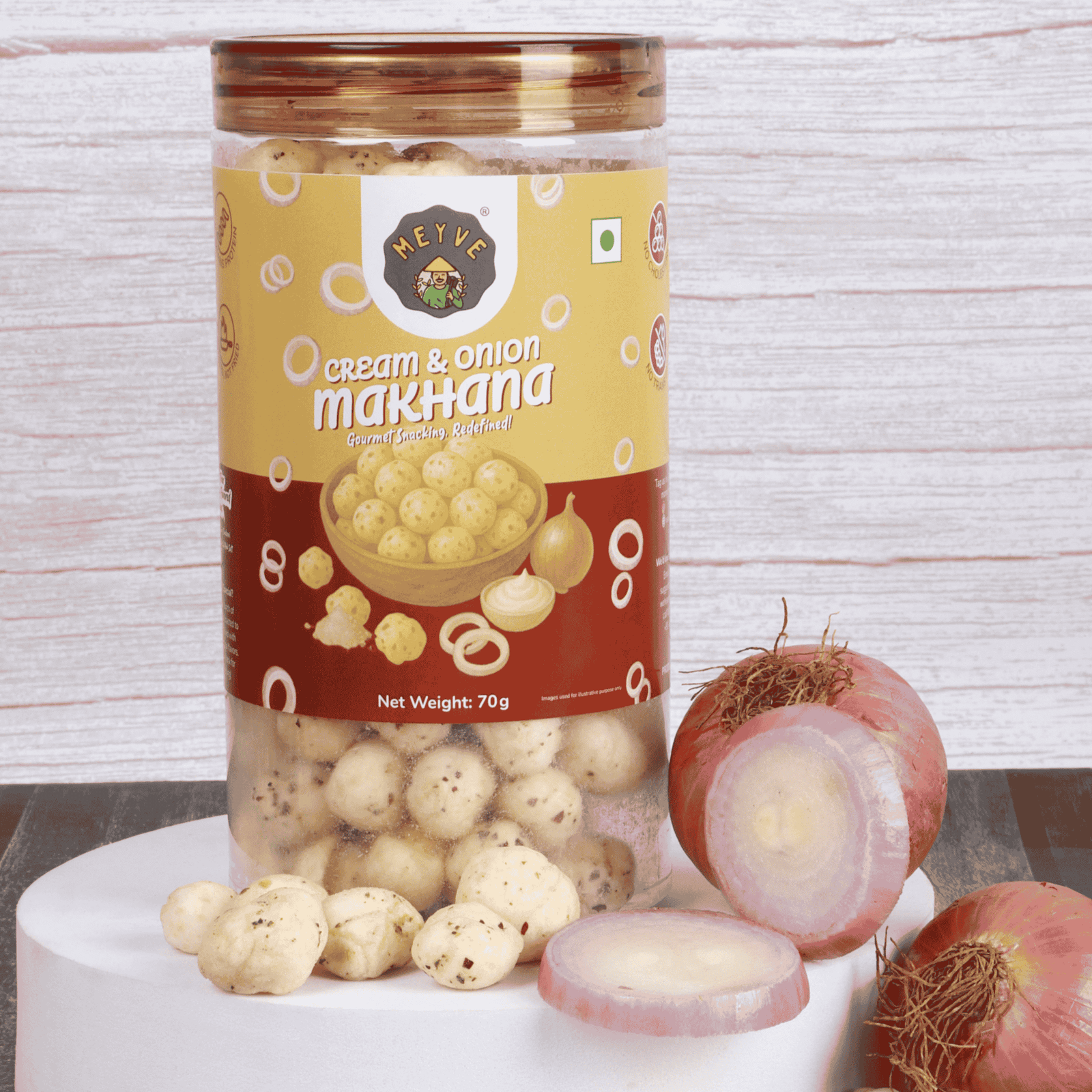 Cream & Onion Makhana | No Palm Oil | No Trans Fat | No Cholesterol | Roasted, Not Fried | Gluten Free | Guilt-Free Snack | 140 Grams (Pack of 2, 70 Grams Each) - Image 6