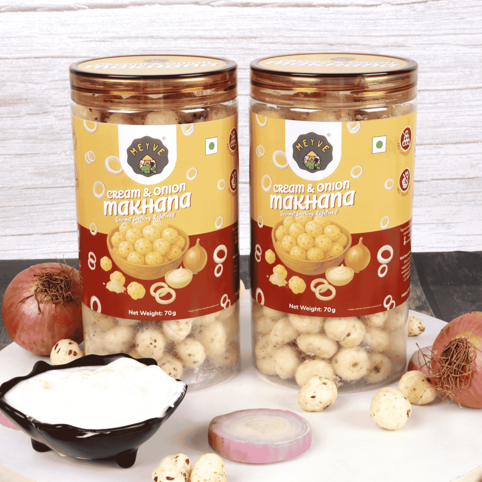 Cream & Onion Makhana | No Palm Oil | No Trans Fat | No Cholesterol | Roasted, Not Fried | Gluten Free | Guilt-Free Snack | 140 Grams (Pack of 2, 70 Grams Each) - Image 5