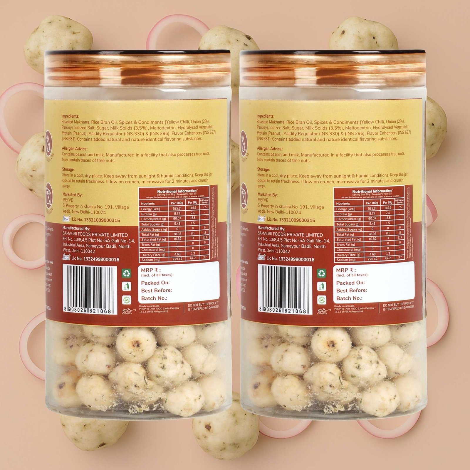 Cream & Onion Makhana | No Palm Oil | No Trans Fat | No Cholesterol | Roasted, Not Fried | Gluten Free | Guilt-Free Snack | 140 Grams (Pack of 2, 70 Grams Each) - Image 2