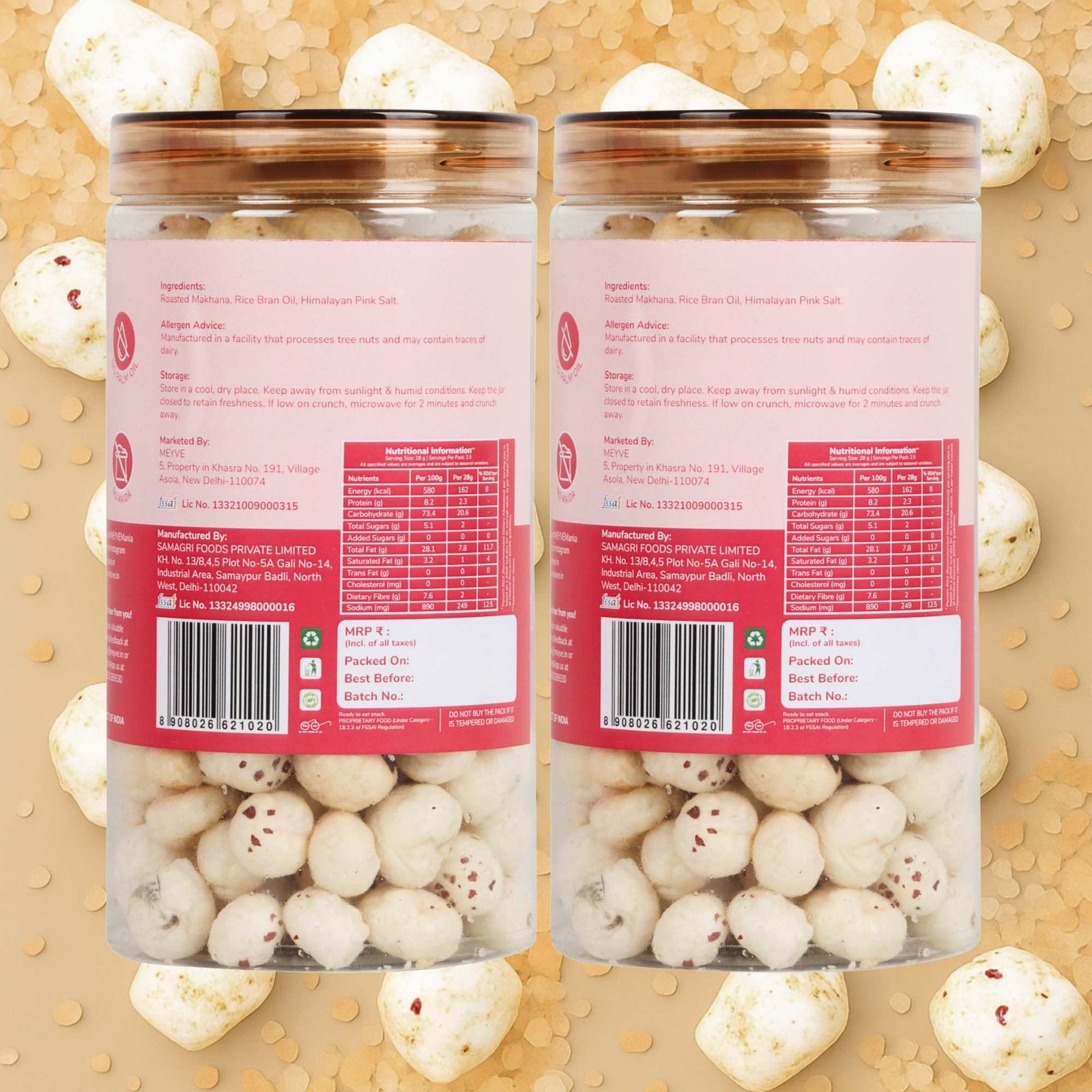 Himalayan Pink Salt Makhana | No Palm Oil | No Cholesterol | No Trans Fat | Roasted, Not Fried | Gluten Free | Guilt-Free Snack | 140 Grams (Pack of 2, 70 Grams Each) - Image 2