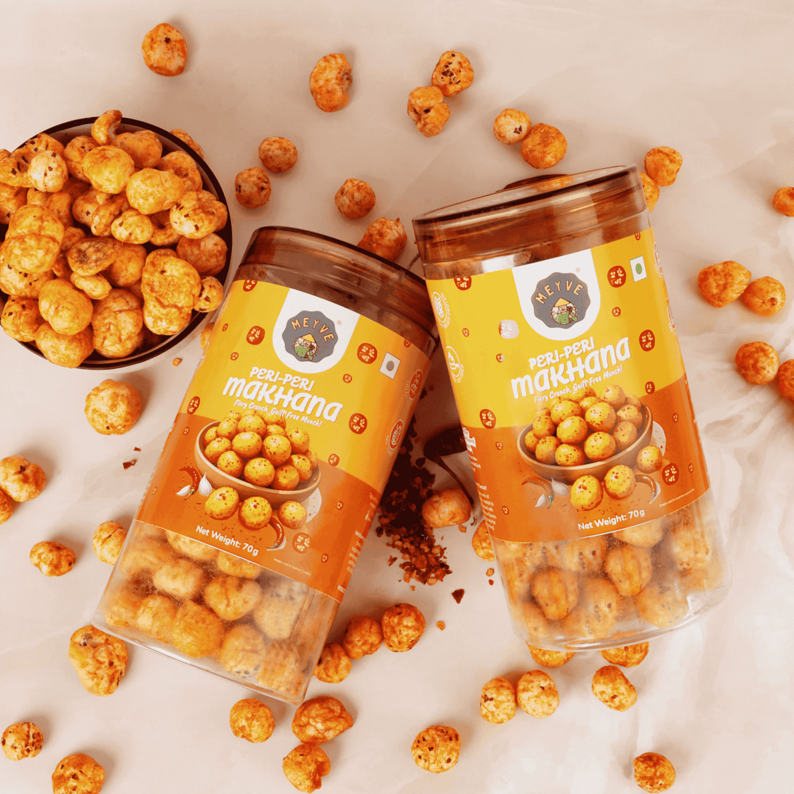 Peri Peri Makhana | No Palm Oil | No Trans Fat | No Cholesterol | Roasted, Not Fried | Gluten Free | Guilt-Free Snack | 140 Grams (Pack of 2, 70 Grams Each) - Image 5