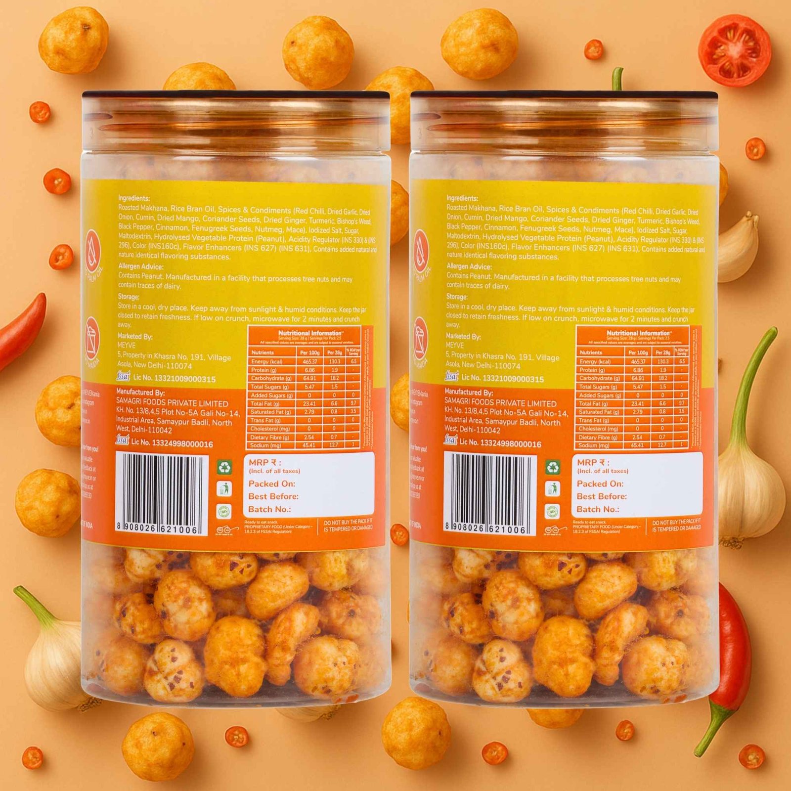 Peri Peri Makhana | No Palm Oil | No Trans Fat | No Cholesterol | Roasted, Not Fried | Gluten Free | Guilt-Free Snack | 140 Grams (Pack of 2, 70 Grams Each) - Image 2