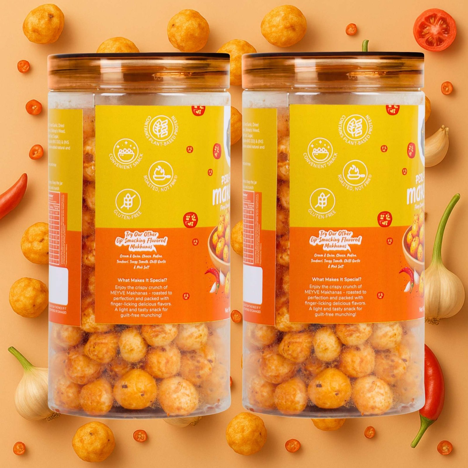 Peri Peri Makhana | No Palm Oil | No Trans Fat | No Cholesterol | Roasted, Not Fried | Gluten Free | Guilt-Free Snack | 140 Grams (Pack of 2, 70 Grams Each) - Image 3