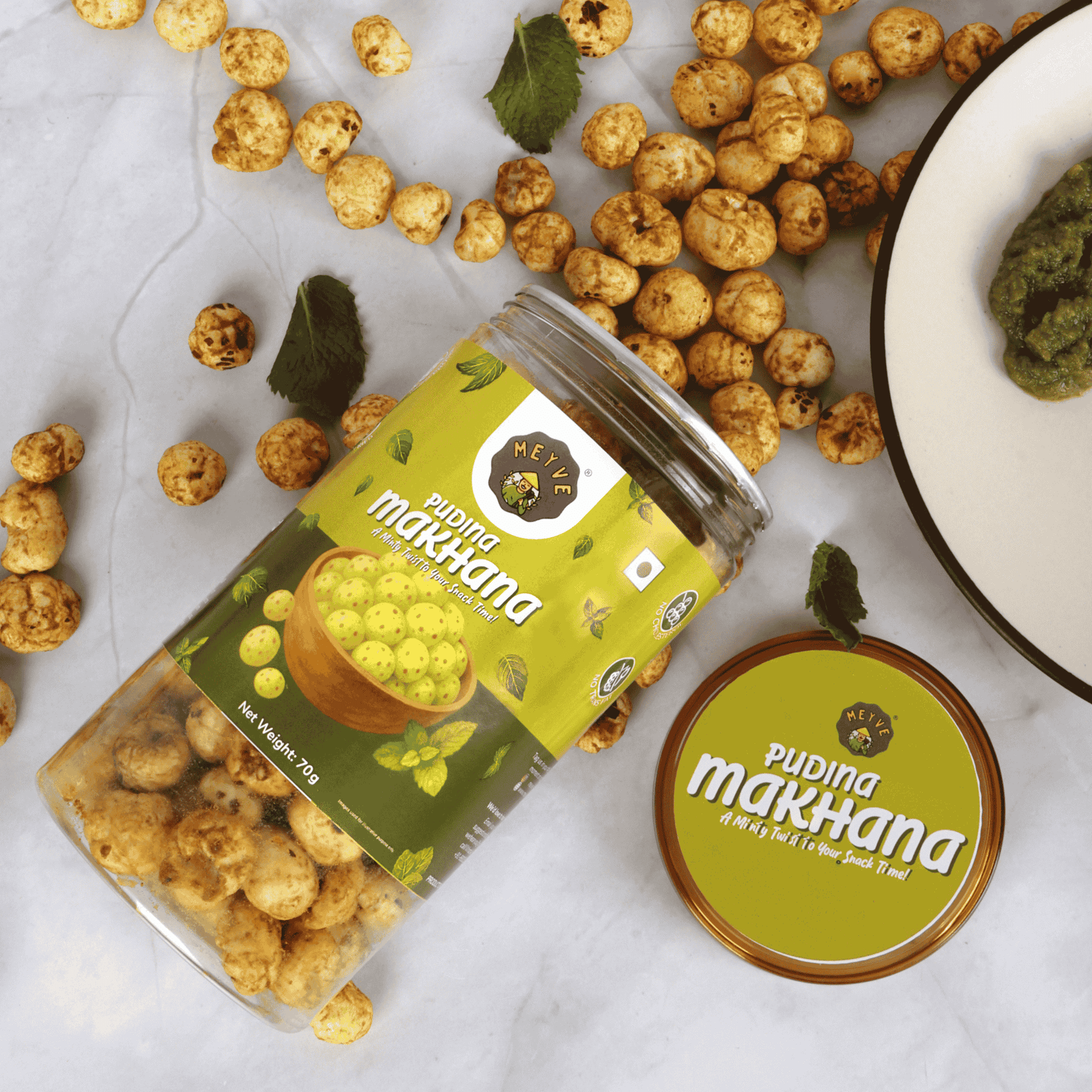 Pudina Makhana | No Palm Oil | No Trans Fat | No Cholesterol | Roasted, Not Fried | Gluten Free | Guilt-Free Snack | 140 Grams (Pack of 2, 70 Grams Each) - Image 6