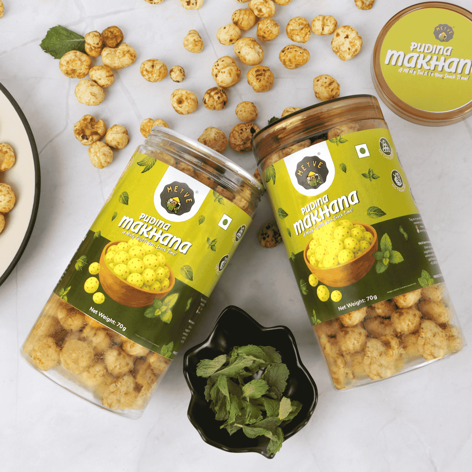 Pudina Makhana | No Palm Oil | No Trans Fat | No Cholesterol | Roasted, Not Fried | Gluten Free | Guilt-Free Snack | 140 Grams (Pack of 2, 70 Grams Each) - Image 5