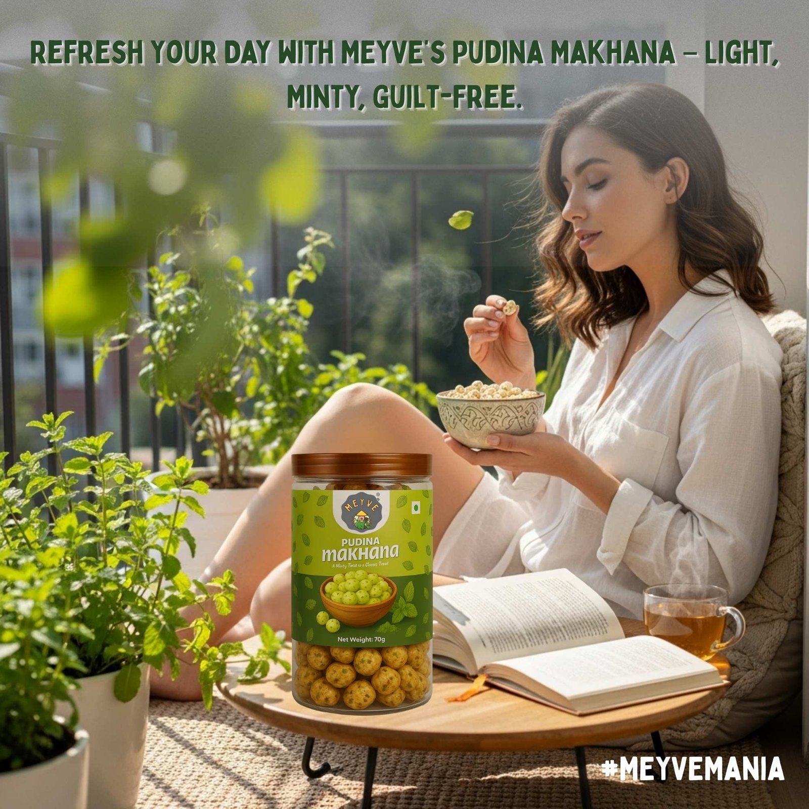 Pudina Makhana | No Palm Oil | No Trans Fat | No Cholesterol | Roasted, Not Fried | Gluten Free | Guilt-Free Snack | 140 Grams (Pack of 2, 70 Grams Each) - Image 7