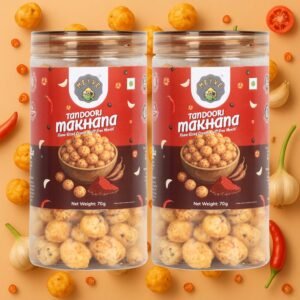 Tandoori Makhana | No Palm Oil | No Trans Fat | Roasted, Not Fried | Gluten Free | Guilt-Free Snack | 140g (Pack of 2, 70g Each)