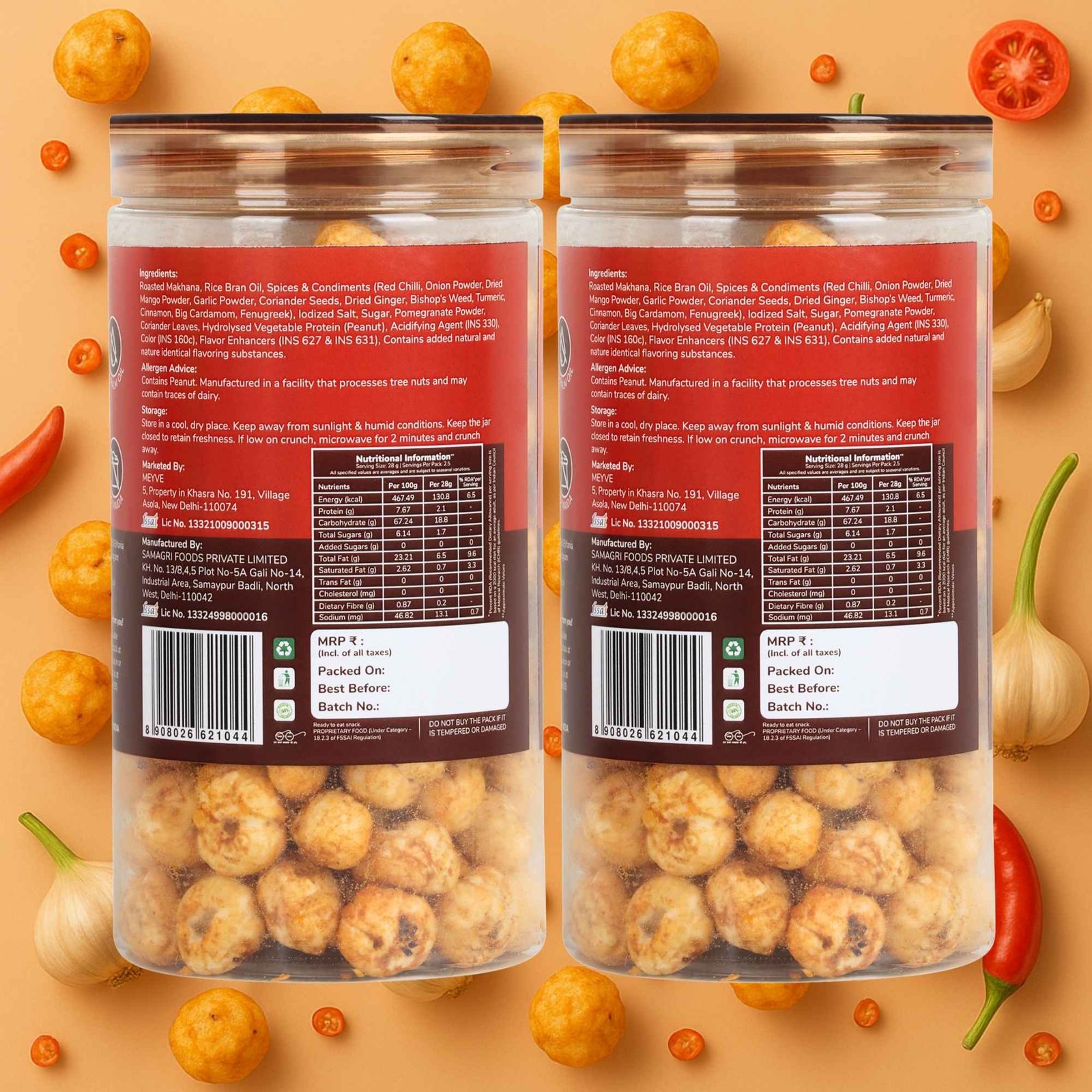 Tandoori Makhana | No Palm Oil | No Trans Fat | No Cholesterol | Roasted, Not Fried | Gluten Free | Guilt-Free Snack | 140 Grams (Pack of 2, 70 Grams Each) - Image 2