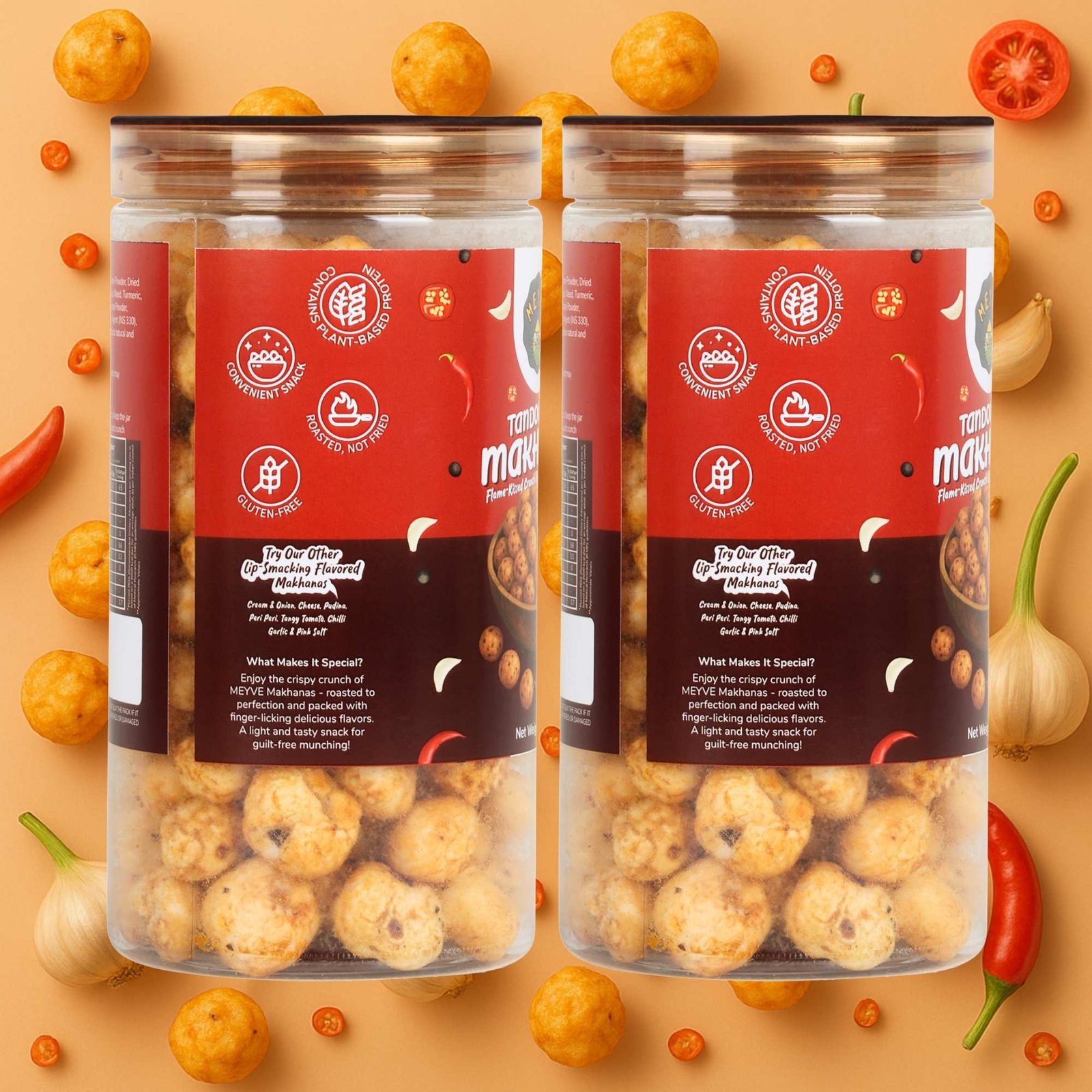 Tandoori Makhana | No Palm Oil | No Trans Fat | No Cholesterol | Roasted, Not Fried | Gluten Free | Guilt-Free Snack | 140 Grams (Pack of 2, 70 Grams Each) - Image 3