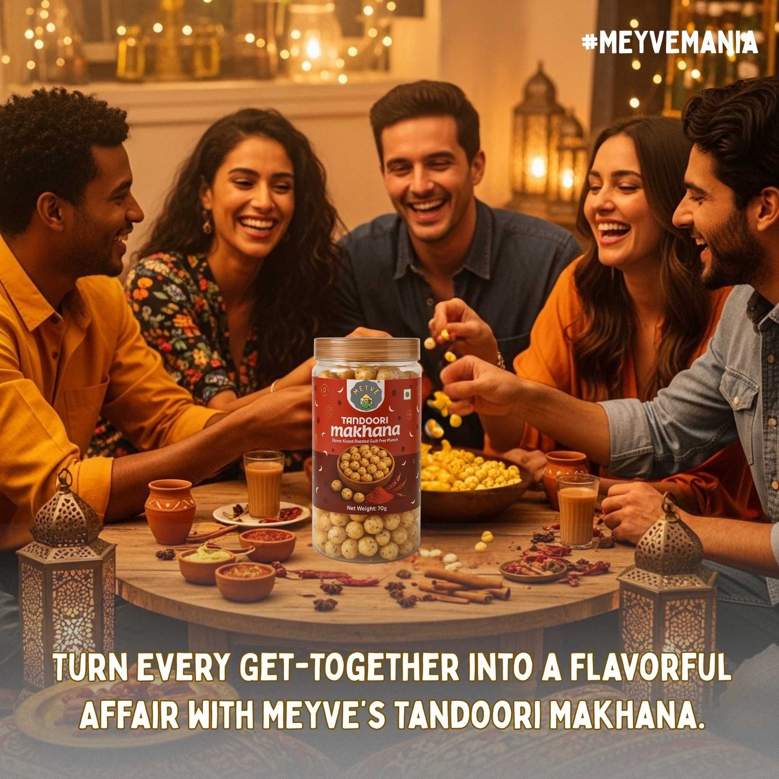 Tandoori Makhana | No Palm Oil | No Trans Fat | No Cholesterol | Roasted, Not Fried | Gluten Free | Guilt-Free Snack | 140 Grams (Pack of 2, 70 Grams Each) - Image 7