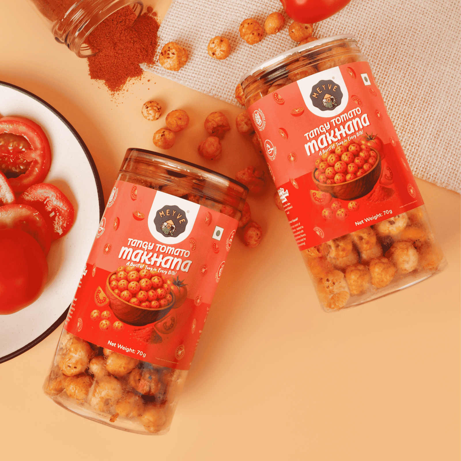 Tangy Tomato Makhana | No Palm Oil | No Trans Fat | No Cholesterol | Roasted, Not Fried | Gluten Free | Guilt-Free Snack | 140 Grams (Pack of 2, 70 Grams Each) - Image 5