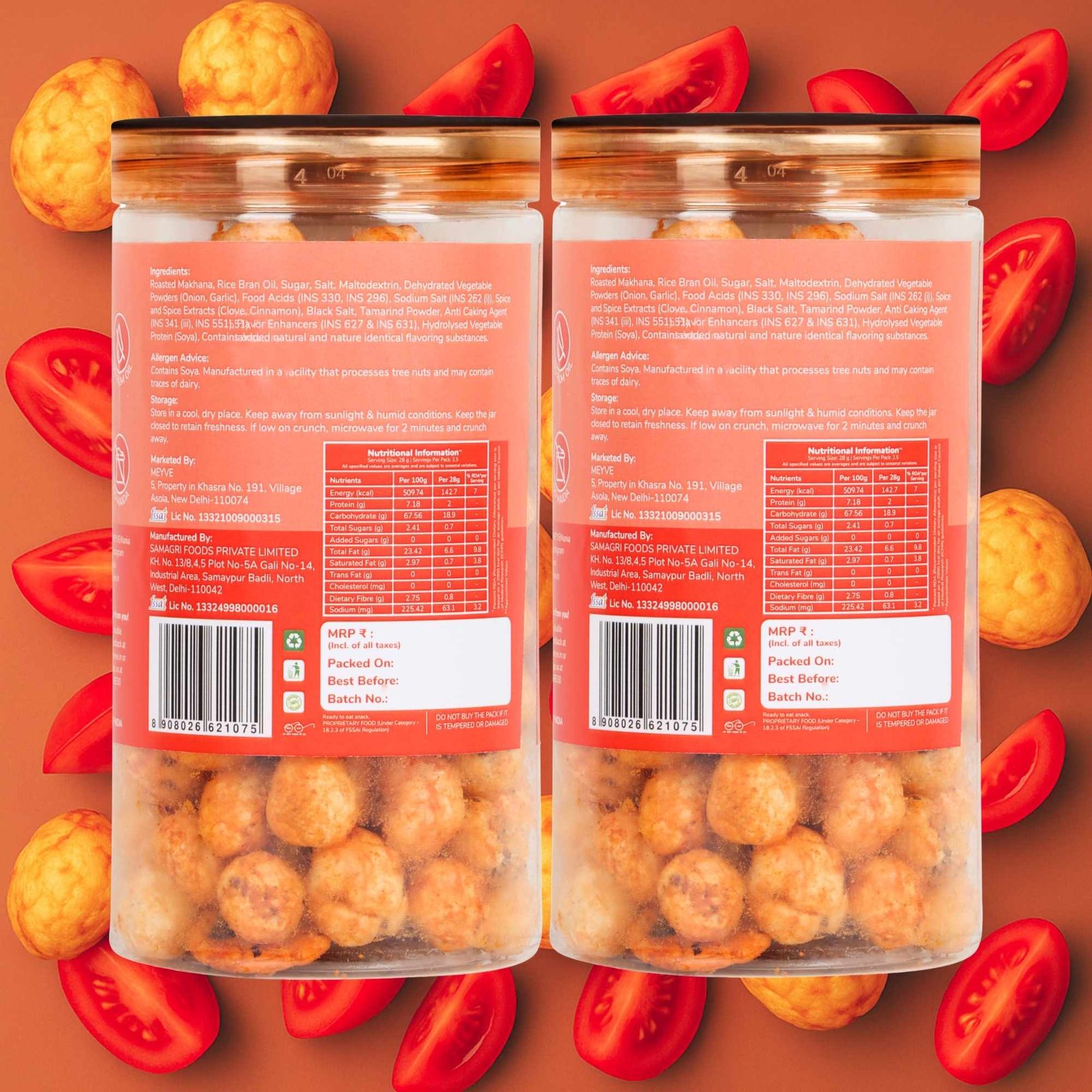 Tangy Tomato Makhana | No Palm Oil | No Trans Fat | No Cholesterol | Roasted, Not Fried | Gluten Free | Guilt-Free Snack | 140 Grams (Pack of 2, 70 Grams Each) - Image 2