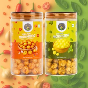 Peri Peri & Pudina Makhana Combo | No Palm Oil | Rich in Protein | High in Dietary Fiber | Gluten Free | Healthy Snack | 140g (Pack of 2, 70g Each)