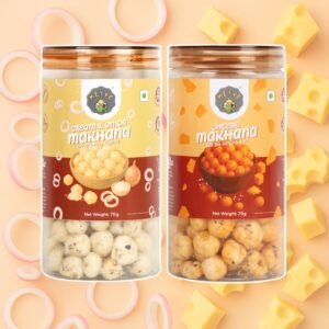 Cream Onion & Cheese Makhana Combo | No Palm Oil | Rich in Protein | High in Dietary Fiber | Gluten Free | Healthy Snack | 140g (Pack of 2, 70g Each)